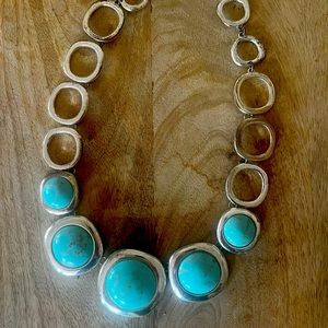 Turquoise Necklace Silver Adjustable